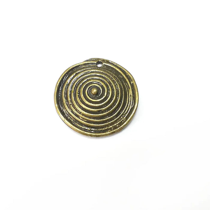 Bronze Dome Swirl Charms, Boho Charms, Rustic Charms, Earring Charms, Bronze Pendant, Necklace Parts, Antique Bronze Plated 33mm G36375