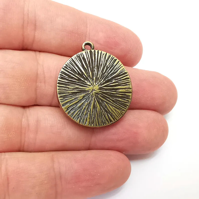 Bronze Round Charms Blank, Charms Base, Cabochon Bezel, inlay Mounting, Resin Necklace, Antique Bronze plated 25mm blank G36305