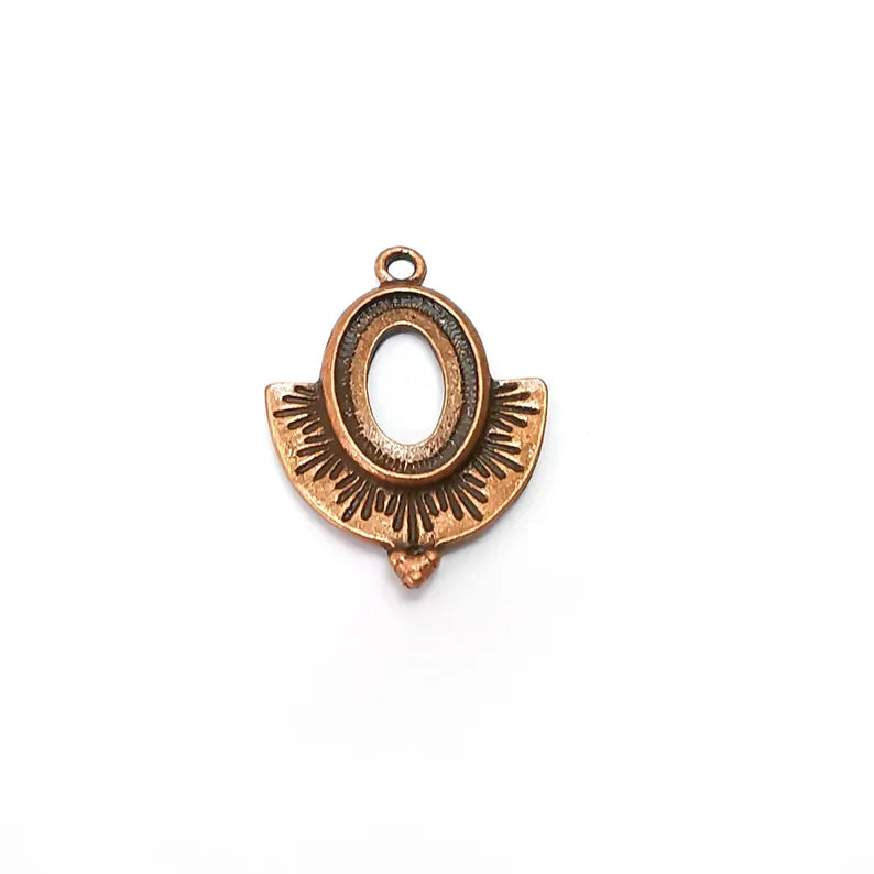 2 Copper Oval Charms, Boho Charms, Dangle Charms, Earring Charms, Rustic Charms, Necklace Parts Antique Copper Plated 26x20mm 14x10mm G36308