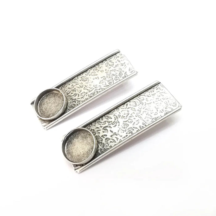 Plate Earring Base, Branch Earring Blank, Ear Setting Resin Bezel, Cabochon Mounting, Antique Silver Plated Brass (16mm blanks) G36318