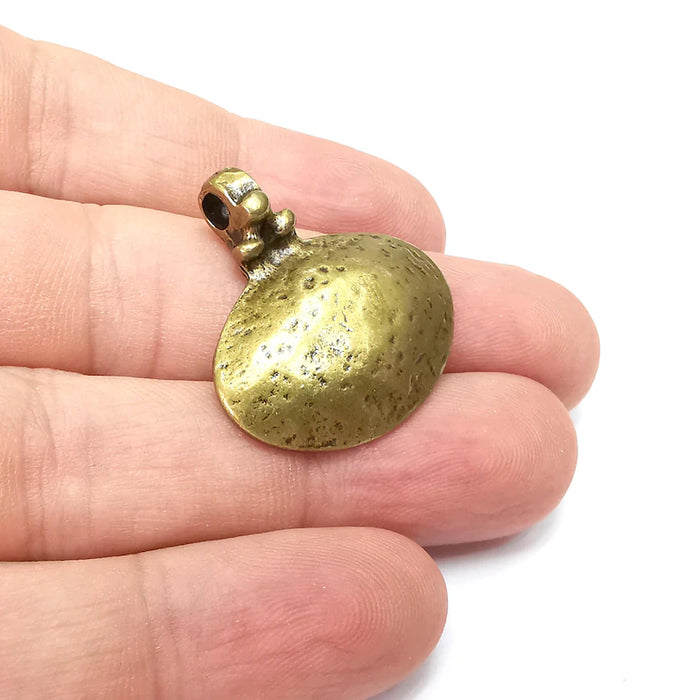 Bronze Dome Charms, Ethnic Charm, Oval Charm, Earring Charm, Bronze Pendant, Necklace Parts, Antique Bronze Plated 30x28mm G36391