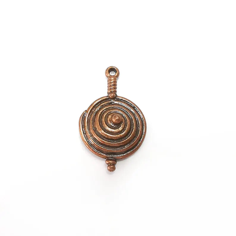 Copper Swirl Charms, Boho Charms, Rustic Charms, Earring Charms, Copper Pendant, Necklace Parts, Antique Copper Plated 35x21mm G36396