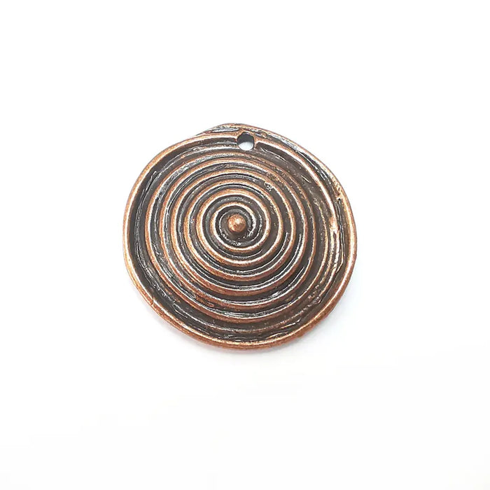 Copper Dome Swirl Charms, Boho Charms, Rustic Charms, Earring Charms, Copper Pendant, Necklace Parts, Antique Copper Plated 33mm G36327