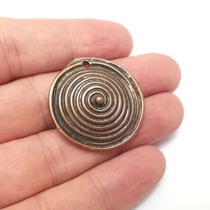 Copper Dome Swirl Charms, Boho Charms, Rustic Charms, Earring Charms, Copper Pendant, Necklace Parts, Antique Copper Plated 33mm G36327