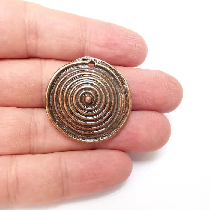 Copper Dome Swirl Charms, Boho Charms, Rustic Charms, Earring Charms, Copper Pendant, Necklace Parts, Antique Copper Plated 33mm G36327