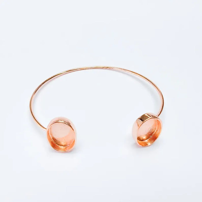 Oval Bracelet Base Blanks Cuff Blanks Adjustable Bracelet Rose Gold Plated Brass (14x10mm Blanks) G36398