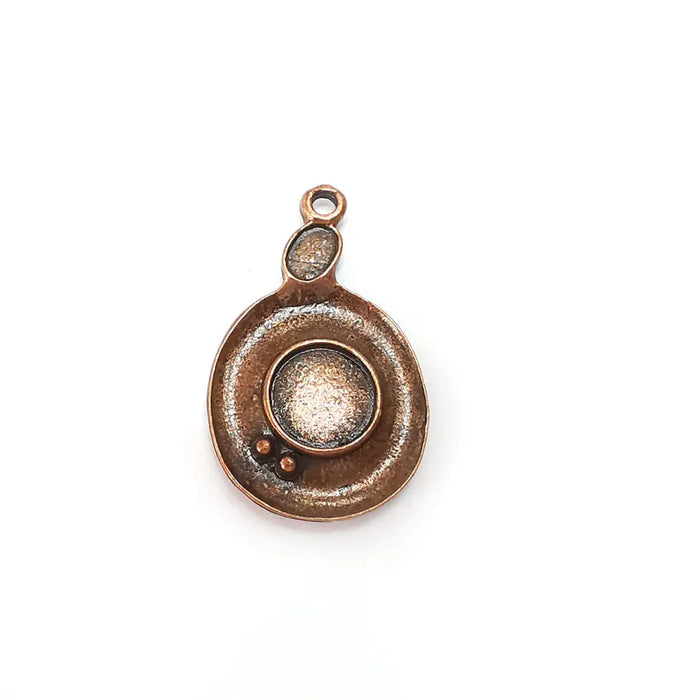 Copper Round Charms, Blank Charms, Rustic Charms, Earring Charms, Copper Pendant, Necklace Parts Antique Copper Plated 33x20mm 10mm G36403