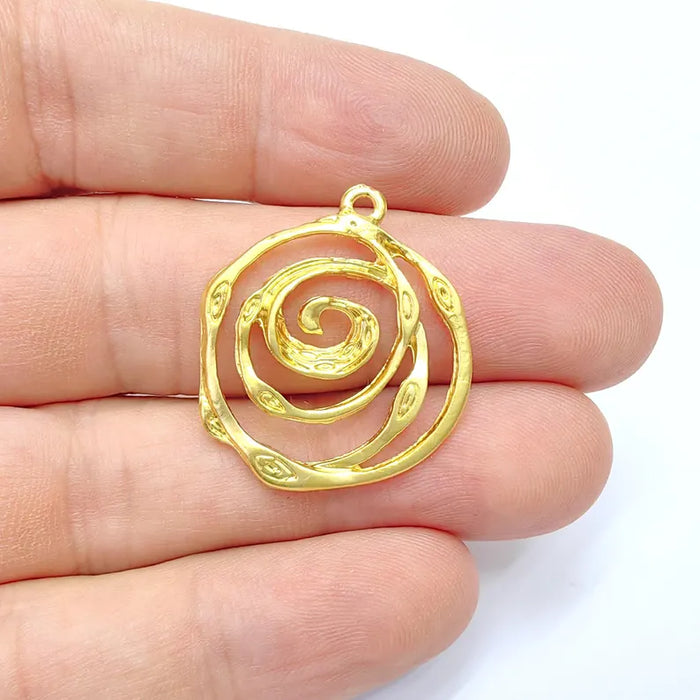 Gold Plated Swirl Charms, Jewelry Parts, Pendant Component, Earring Charms (30x27mm) G36410