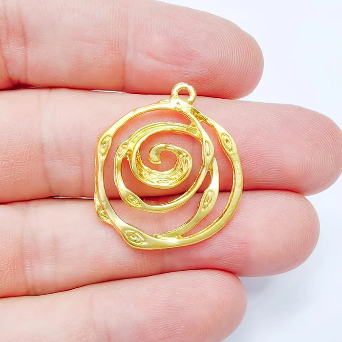 Gold Plated Swirl Charms, Jewelry Parts, Pendant Component, Earring Charms (30x27mm) G36410