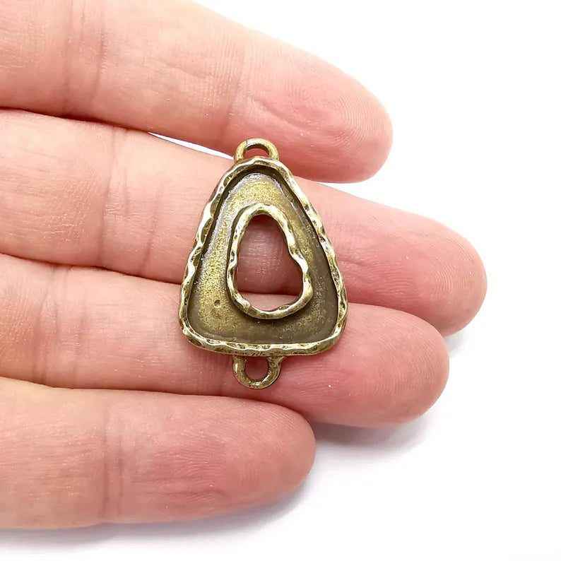 Bronze Charms Blank, Connector Charms Base, Resin Bezel, inlay Mounting, Resin Necklace, Antique Bronze plated 35x22mm G36423