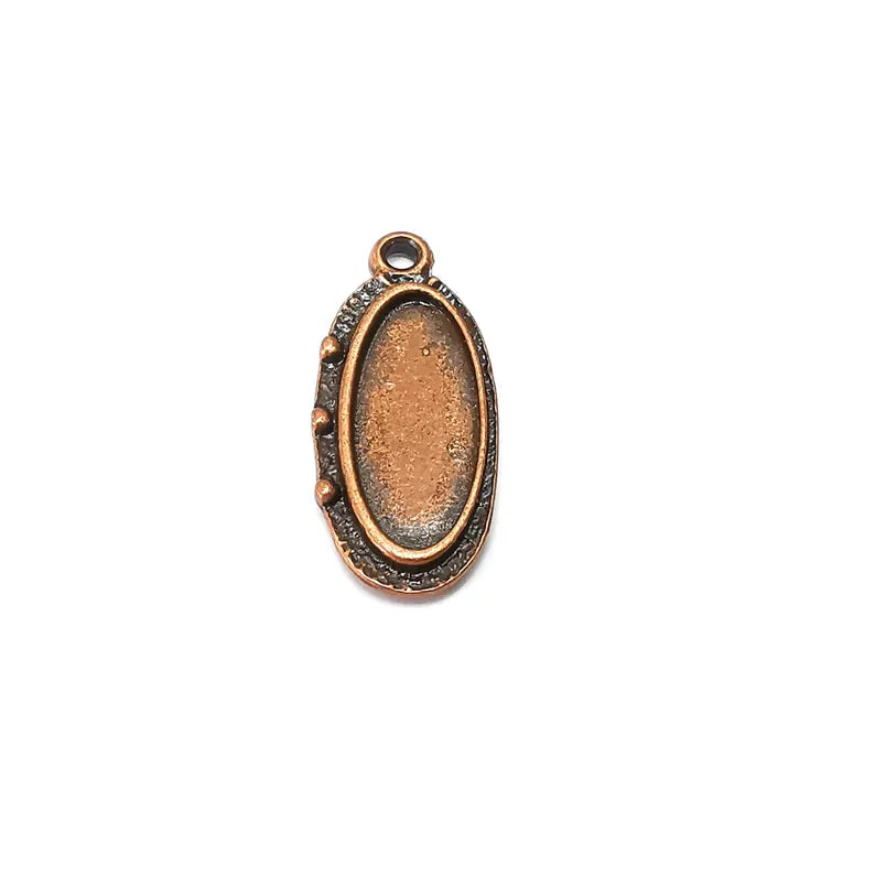 2 Copper Oval Charms, Blank Charms, Rustic Charms, Earring Charms, Copper Pendant, Necklace Parts, Antique Copper Plated 28x12mm 18x8mm G36344
