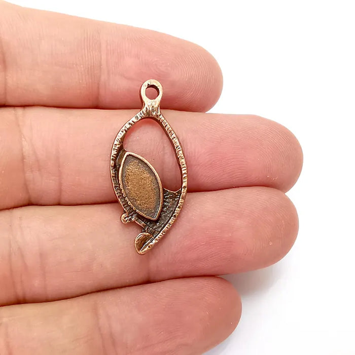 2 Leaf Charms, Oval Charms, Ethnic Earring Charms, Copper Rustic Pendant, Necklace Parts, Antique Copper Plated 33x15mm (12x6mm) G36347