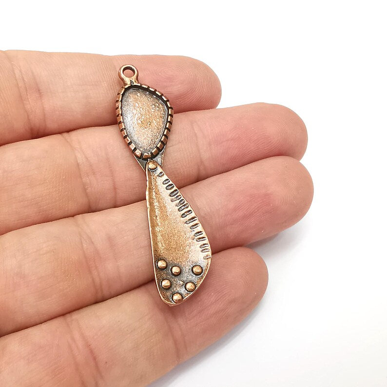 Copper Charms, Blank Charms, Rustic Charms, Earring Charms, Copper Pendant, Necklace Parts, Antique Copper Plated 55x12mm 16x10mm G36348