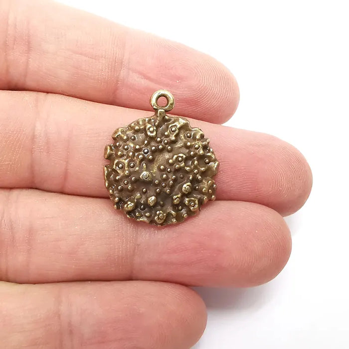 2 Bronze Dome Charms, Ethnic Charm, Earring Charm, Bronze Pendant, Necklace Parts, Antique Bronze Plated 26x22mm G36432