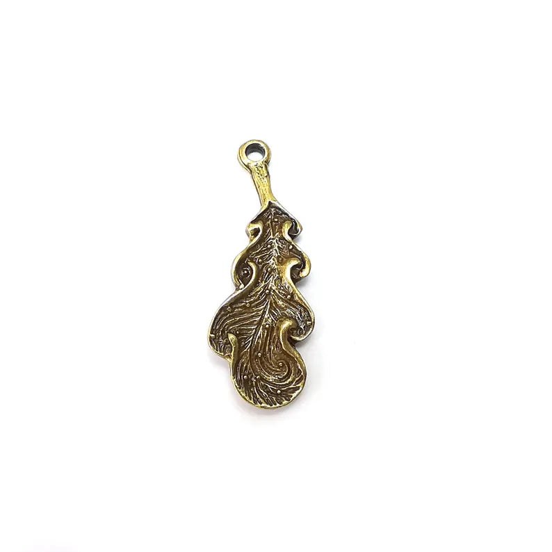 2 Bronze Leaf Charms, Boho Charms, Rustic Charms, Earring Charms, Bronze Pendant, Necklace Parts, Antique Bronze Plated 37x14mm G36350