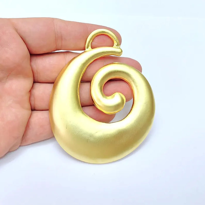 Spiral Pendant Antique Gold Plated Pendant (93x76mm) G36442