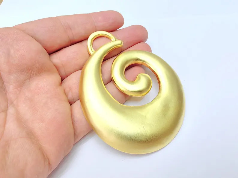 Spiral Pendant Antique Gold Plated Pendant (93x76mm) G36442