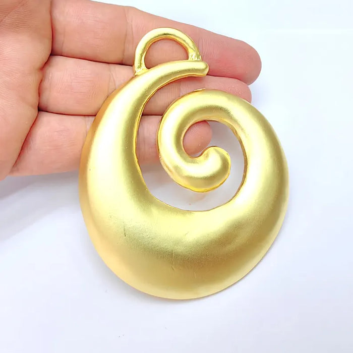 Spiral Pendant Antique Gold Plated Pendant (93x76mm) G36442