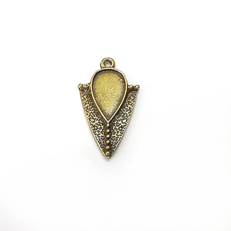 Bronze Charms, Drop Blank Charms, Rustic Charms, Earring Charms, Pendant, Necklace Parts, Antique Bronze Plated 33x19mm 16x10mm G36356