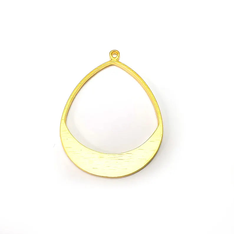 Gold Drop Charms, Gold Plated Charms, Jewelry Parts, Pendant Component, Gold Plated Findings (47x34mm) G36359