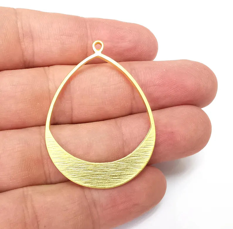 Gold Drop Charms, Gold Plated Charms, Jewelry Parts, Pendant Component, Gold Plated Findings (47x34mm) G36359