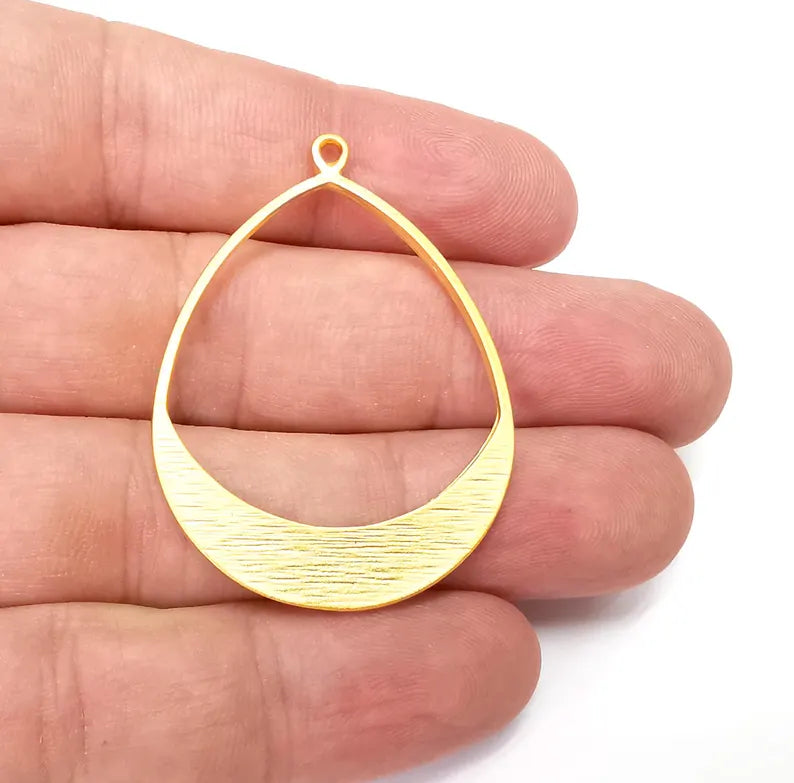 Gold Drop Charms, Gold Plated Charms, Jewelry Parts, Pendant Component, Gold Plated Findings (47x34mm) G36359