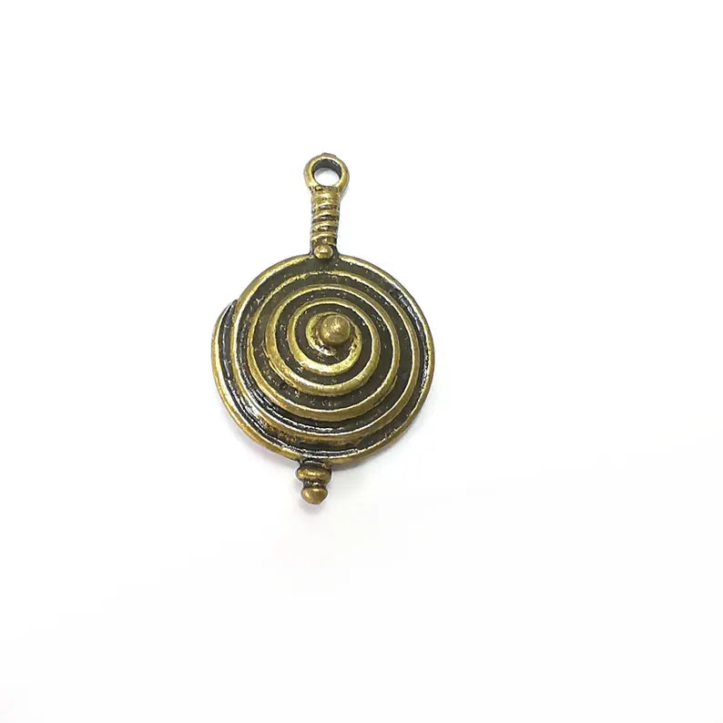 Bronze Swirl Charms, Boho Charms, Rustic Charms, Earring Charms, Bronze Pendant, Necklace Parts, Antique Bronze Plated 35x21mm G36363