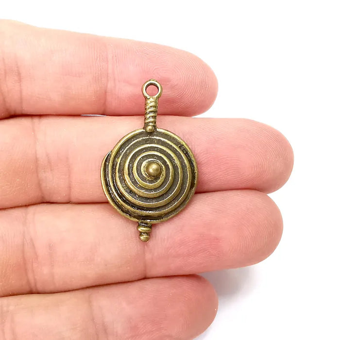 Bronze Swirl Charms, Boho Charms, Rustic Charms, Earring Charms, Bronze Pendant, Necklace Parts, Antique Bronze Plated 35x21mm G36363