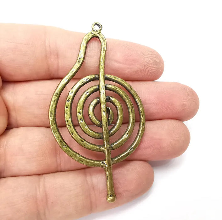 Swirl Charms, Bronze Wavy Charms, Boho Charms, Earring Charms, Bronze Pendant, Necklace Parts, Antique Bronze Plated 71x33mm G36468