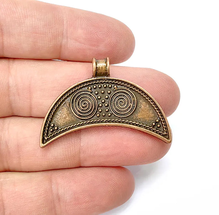 Crescent Swirl Pendant, Tail Charms, Hollow Charms, Copper Charms , Necklace Parts, Antique Copper Plated Charms 40x28mm G36469