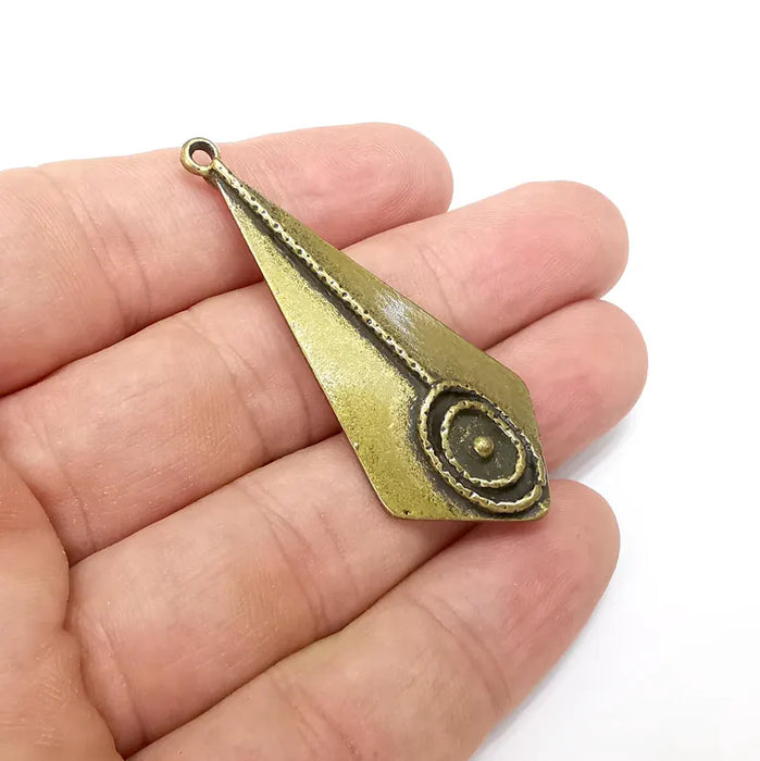 Bronze Charms, Ethnic Charms, Boho Charms, Earring Charms, Bronze Pendant, Necklace Parts, Antique Bronze Plated 56x23mm G36369