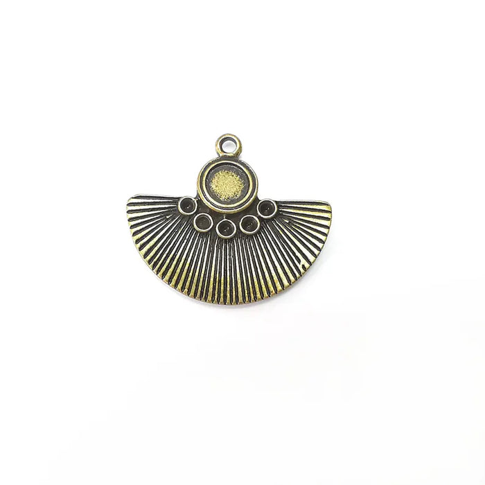 Bronze Semi Circle Charms, Blank, Rustic Charms, Earring Charms, Bronze Pendant, Necklace Parts, Antique Bronze Plated 33x28mm 7mm G36372