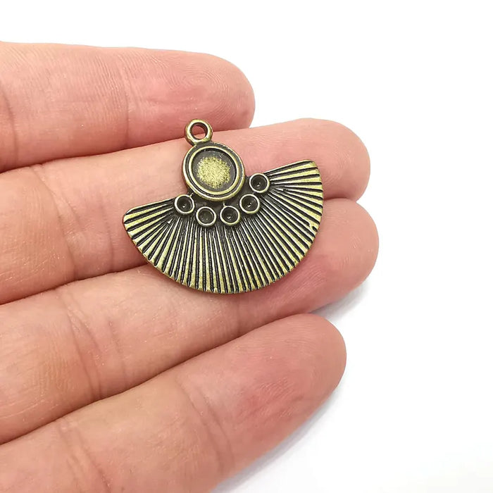 Bronze Semi Circle Charms, Blank, Rustic Charms, Earring Charms, Bronze Pendant, Necklace Parts, Antique Bronze Plated 33x28mm 7mm G36372