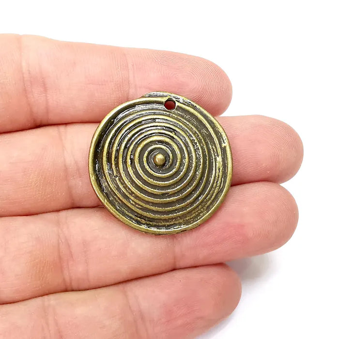 Bronze Dome Swirl Charms, Boho Charms, Rustic Charms, Earring Charms, Bronze Pendant, Necklace Parts, Antique Bronze Plated 33mm G36375