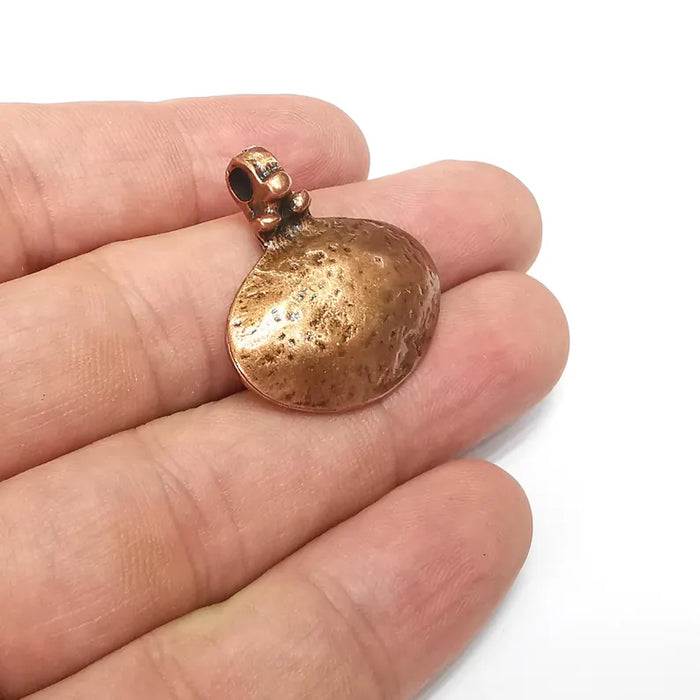 Copper Dome Charms, Ethnic Charm, Oval Charm, Earring Charm, Copper Pendant, Necklace Parts, Antique Copper Plated 30x28mm G36376