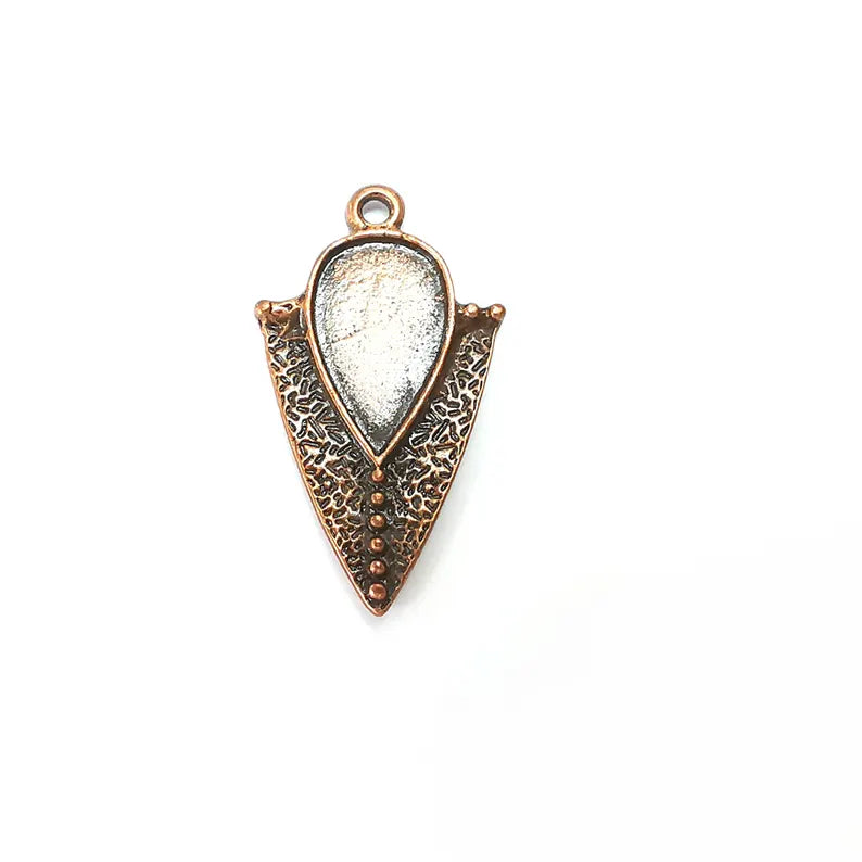 2 Copper Charms, Drop Blank Charms, Rustic Charms, Earring Charms, Pendant, Necklace Parts, Antique Copper Plated 33x19mm 16x10mm G36380