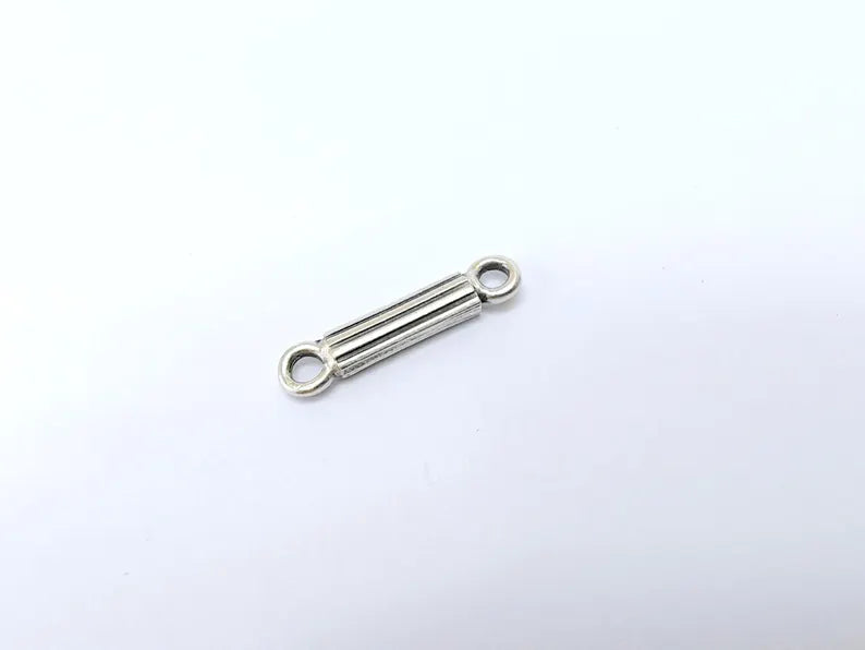 5 Antiqe Silver Connector Charm, Boho Findings, Earring Component, Rustic Connector, Necklace Parts, Antique Silver Plated Zamac 30x6mm G36492