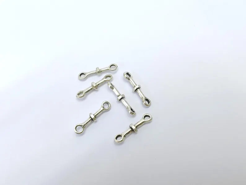 5 Antiqe Silver Connector Charms, Boho Findings, Earring Component, Rustic findings, Necklace Parts, Antique Silver Plated Zamac 23x5mm G36493