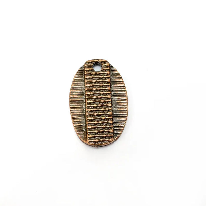 2 Textured Oval Pendant, Boho Charms, Earring Charms, Copper Dangle Pendant, Necklace Parts, Antique Copper Plated Zamac 25x16mm G36510