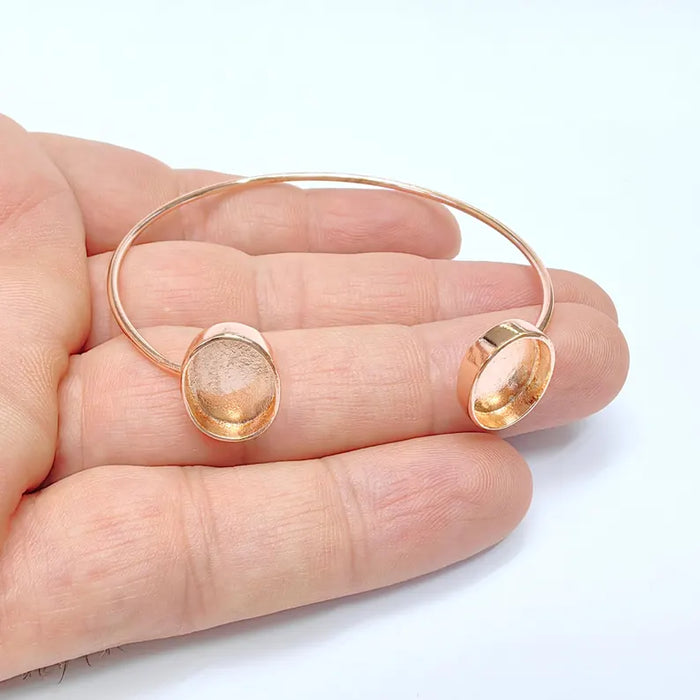 Oval Bracelet Base Blanks Cuff Blanks Adjustable Bracelet Rose Gold Plated Brass (14x10mm Blanks) G36398