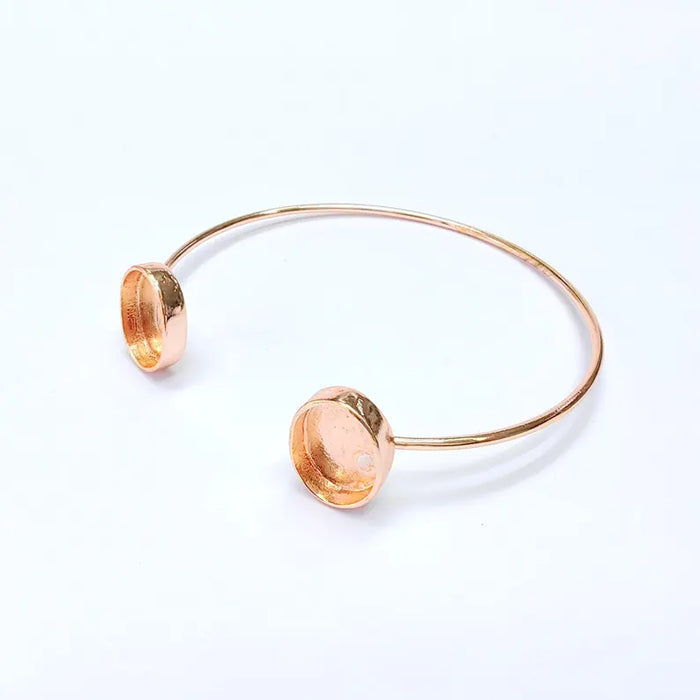 Oval Bracelet Base Blanks Cuff Blanks Adjustable Bracelet Rose Gold Plated Brass (14x10mm Blanks) G36398