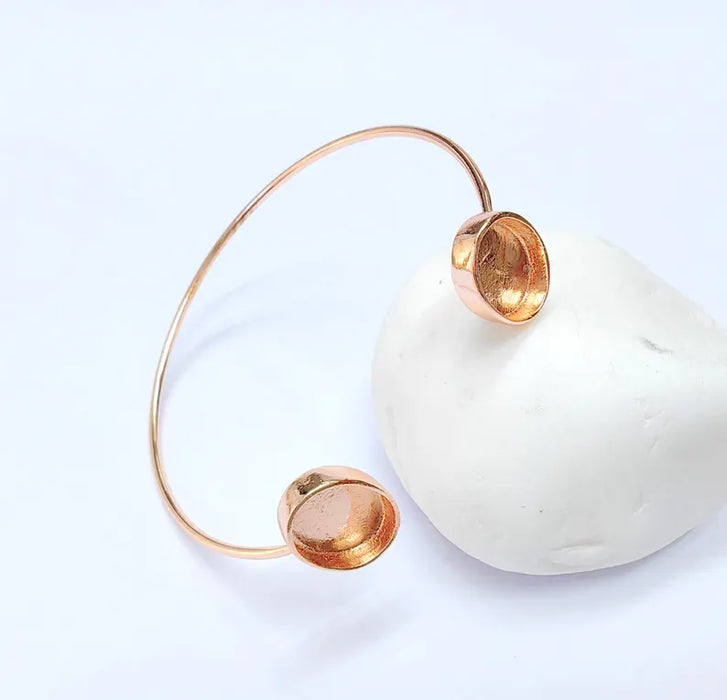 Oval Bracelet Base Blanks Cuff Blanks Adjustable Bracelet Rose Gold Plated Brass (14x10mm Blanks) G36398