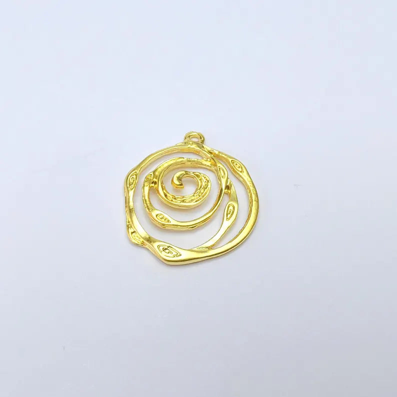 Gold Plated Swirl Charms, Jewelry Parts, Pendant Component, Earring Charms (30x27mm) G36410