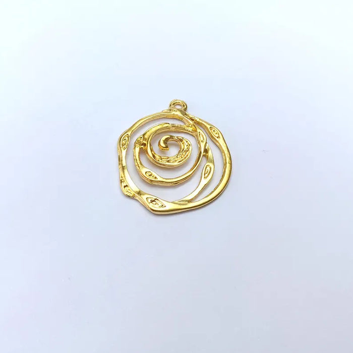 Gold Plated Swirl Charms, Jewelry Parts, Pendant Component, Earring Charms (30x27mm) G36410