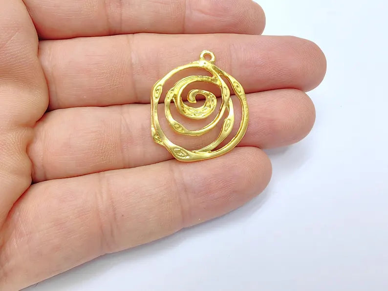 Gold Plated Swirl Charms, Jewelry Parts, Pendant Component, Earring Charms (30x27mm) G36410