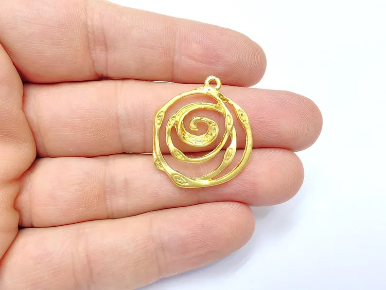 Gold Plated Swirl Charms, Jewelry Parts, Pendant Component, Earring Charms (30x27mm) G36410