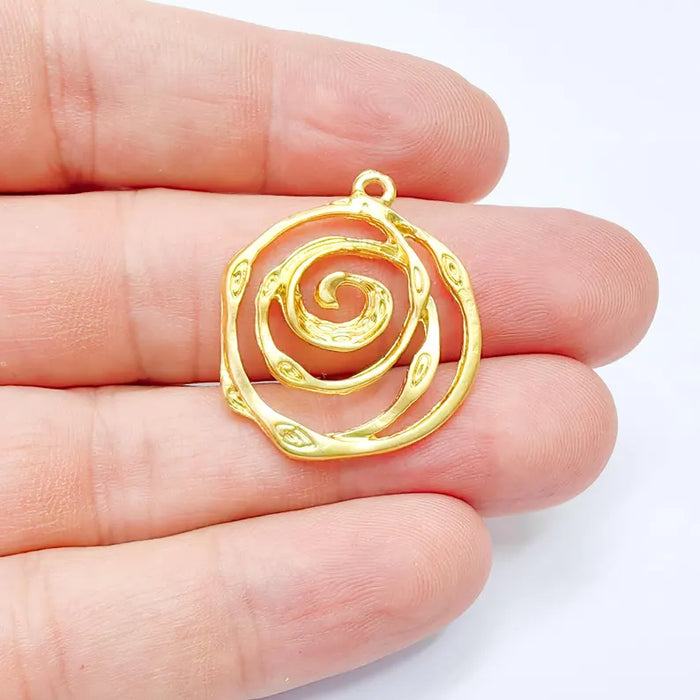 Gold Plated Swirl Charms, Jewelry Parts, Pendant Component, Earring Charms (30x27mm) G36410