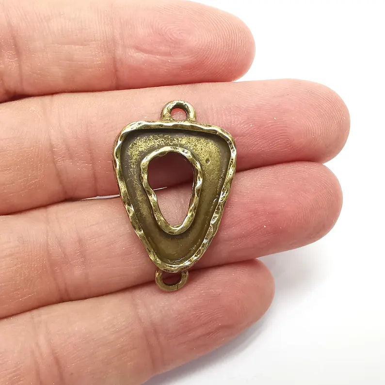 Bronze Charms Blank, Connector Charms Base, Resin Bezel, inlay Mounting, Resin Necklace, Antique Bronze plated 35x22mm G36423