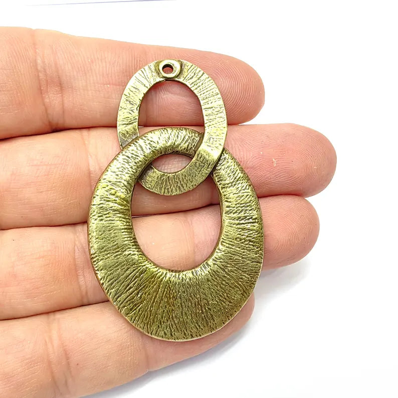 Hammered Dangle Charms, Boho Charms, Earring Charms, Bronze Rustic Pendant, Necklace Parts, Antique Bronze Plated 59x37mm G36526