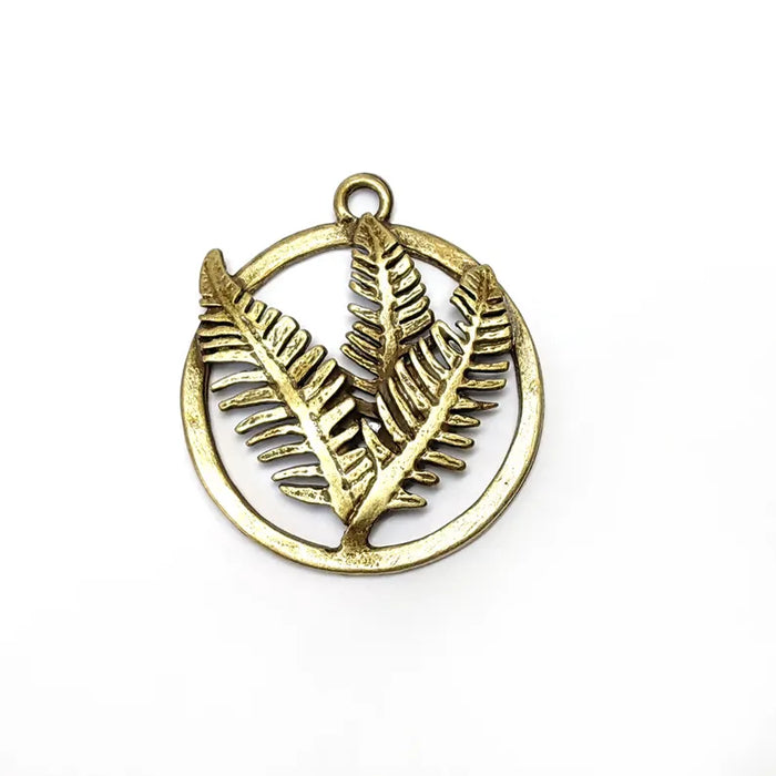 Fern Leaf Pendant, Boho Charms, Earring Charms, Bronze Dangle Pendant, Necklace Parts, Antique Bronze Plated Zamac 45x39mm G36528